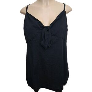 Old Navy Women's Babydoll Top XL Petite Black Smocked Back Cami Tunic Summer